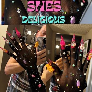 Custom hand made nail gloves - She’s delicious in every way!